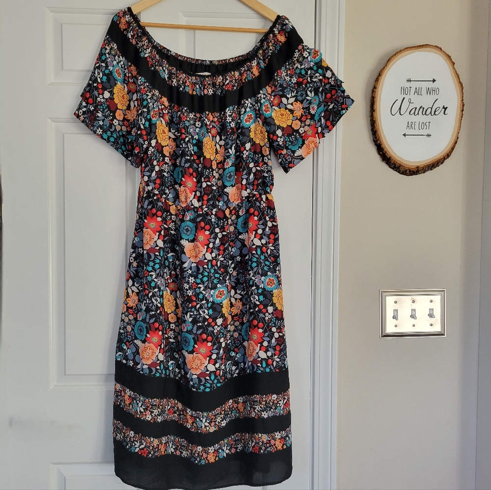 Loft Floral Brightly Sun Dress Size:L